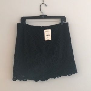 Free People- Dreamy Days Lace Mini Skirt in Black